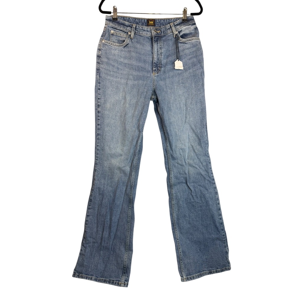 Lee Womens High Rise Straight Leg Jeans Medium Wash Blue Denim Size 31 x M